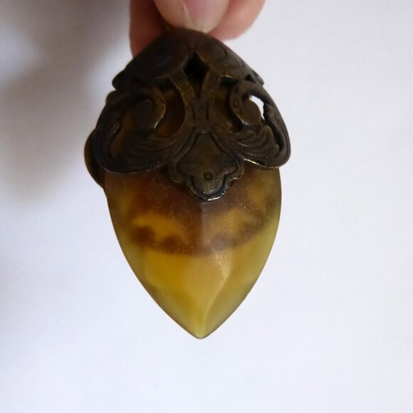 VINTAGE NEW NATURE COMPANY CORDED AMBER STONE STEAMPUNK TYPE NECKLACE - Picture 8 of 16